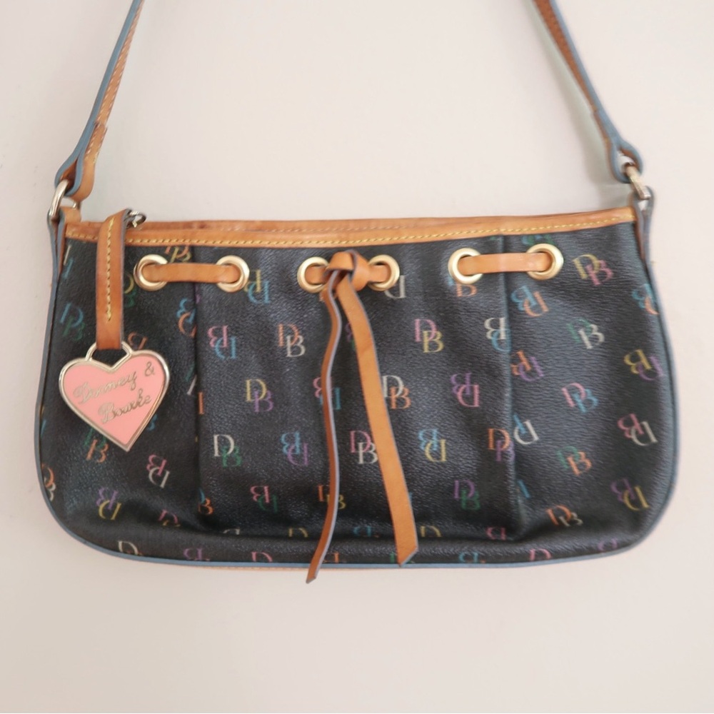 Vintage Y2K Dooney & Bourke Rainbow Multicolor DB Logo Monogram Shoulder Bag - Picture 2 of 6